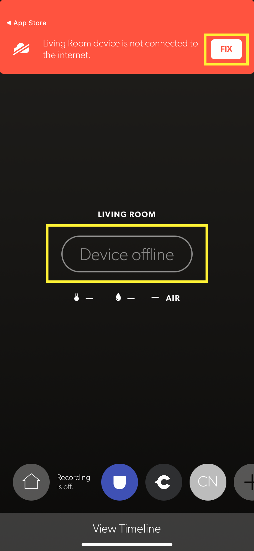 Device Offline In app guidance Canary Help Center